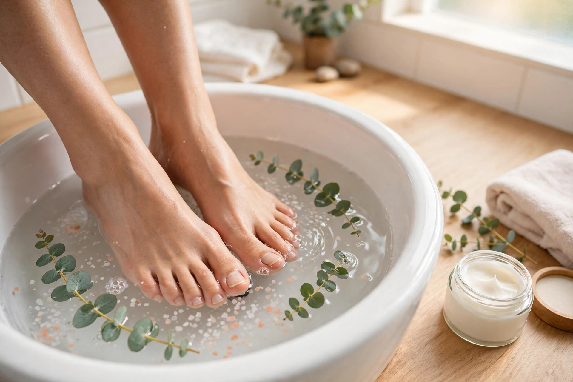 Relaxing foot soak at home